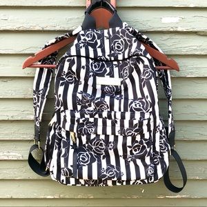 Betsey Johnson Black & White Rose Backpack